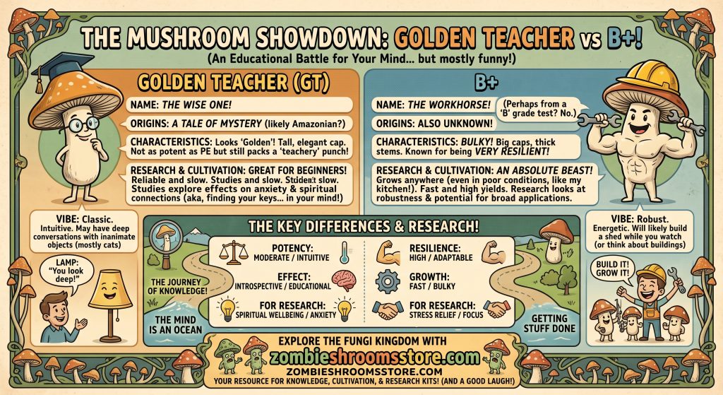 Golden Teacher vs B+ mushrooms