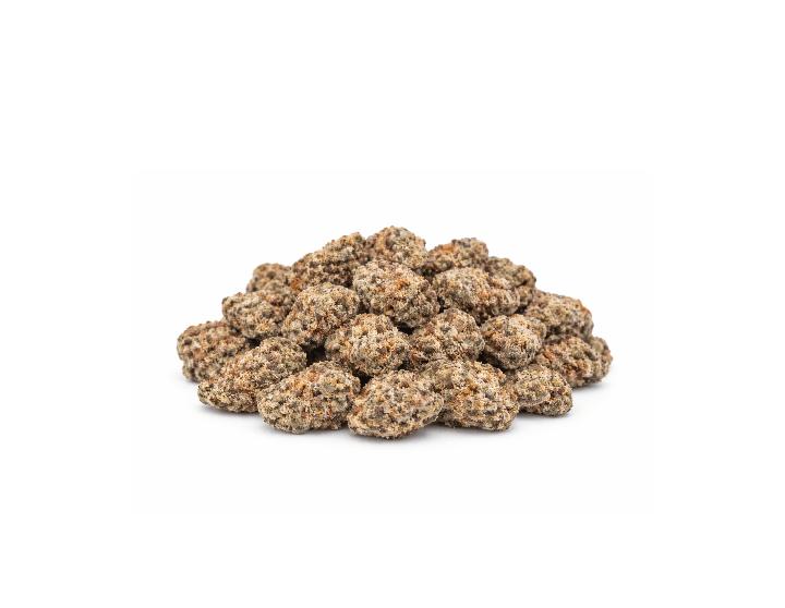 Bubble Lime Smalls by Kai Bubble Lime Smalls by Kai cannabis buds beside labeled packaging