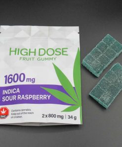 High Dose Fruit Gummy Sour Raspberry Indica 1600mg THC