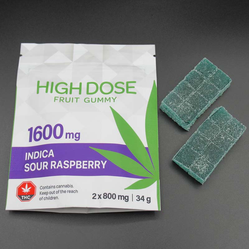 High Dose Fruit Gummy (Sour Raspberry) Indica 1600mg THC High Dose Fruit Gummy Sour Raspberry Indica 1600mg THC