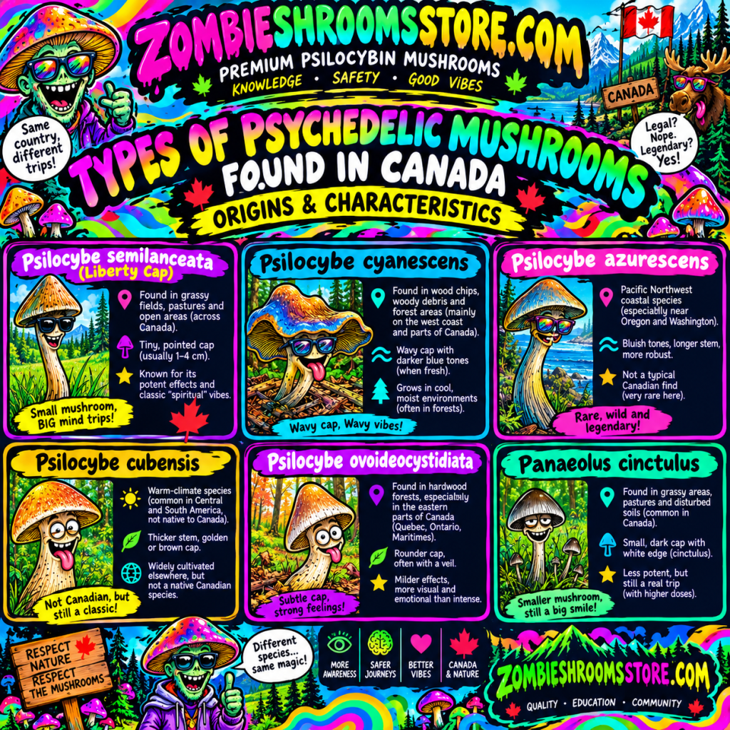 types of psychedelic mushrooms found in Canada